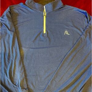 Men’s Rhoback Golf Performance 1/4-Zip Long Sleeve Shirt 3XL In Blue Houndstooth